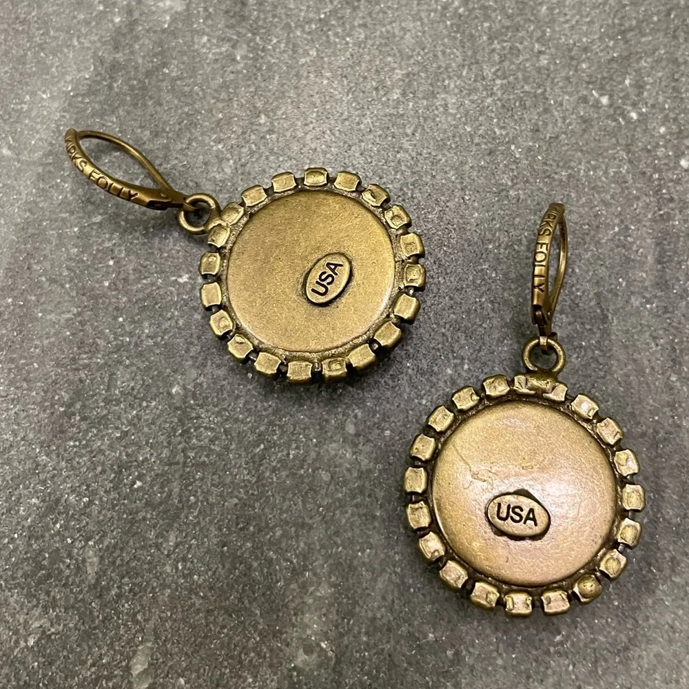 Kirks Folly Blue Moon Earrings with Green Accents